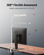 SUPERDANNY LED Desk Lamp for Home Office, Eye-Caring Desk Light with Adjustable Gooseneck, 12W Touch Control Dimmable Brightness, Architect Clamp Lamp with USB Adapter, White