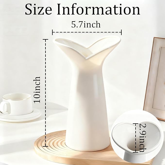 Ceramic Bud Vases, BEAHOT White Bulk Vase, Modern Minimalist Boho Farmhouse Decorative for Table Centerpiece, Pampas Grass, Dried Flowers, Shelf Decoration