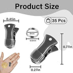 35 Pack Mini Metal Alligator Clips for Crafts Non-Slip Silicone-Coated Retro DIY Badge Small Clips (Glossy Black)