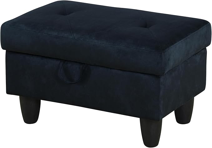 Ottoman Rectangular Storage Ottoman Bench, Flannel Footrest Stool Footstool with Lid for Living Room, Bedroom, Entryway, Brown, 28.5"x19"x17.5"