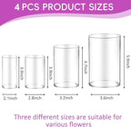 48pcs Glass Vase Cylinder for Centerpieces Small Flower Glass Clear Home Decor Centerpiece Table Flower Vase Decorations for Wedding＆Holiday 4,4,4.7,6Inch Tall