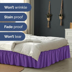 Wrap Around Dust Ruffle Bed Skirt - Purple - for King Size Beds with 18 Inch Drop - Easy Fit Elastic Strap - Adjustable Pleated Bedskirt w/Brushed Fabric - Wrinkle Free - for Women, Men, Kids & Teens