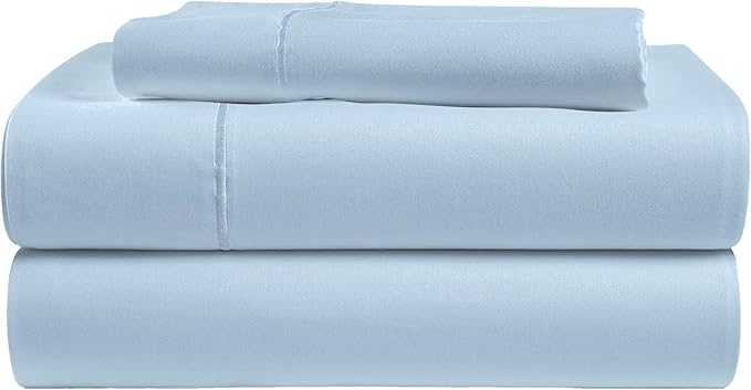 Tencel Sheets 3 Piece for Twin Size Bed - 100% Eucalyptus Lyocell Twin Sheets Set - Soft, Cooling & Breathable for Hot Sleepers - 16” Deep Pockets Hotel Quality Bedding Set - SkyBlue