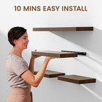 Heimlove 24 inch Floating Shelves for Wall,2 Packs Natural Pine Solid Wood Bathroom Shelf Over Toilet Decor and Storage 8 inches Deep for Kitchen Bedroom Office & Living Room Display Wall Decor