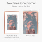 Homeforia 11x17 Picture Frame Rose Gold, High End Metal 11x17 Poster Frames with Mat 8x12 Photo, 11 x 17 Rose Gold Frames Matted to 8 by 12 Print, 17x11 Thin Frames, Tempered Glass, Wall Kit, Set of 1