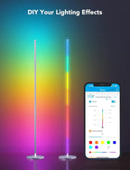 Govee RGBIC Floor Lamp, LED Corner Lamp Works with Alexa, Smart Modern Floor Lamp with Music Sync and 16 Million DIY Colors, Color Changing Standing Lamp for Bedroom Living Room Silver