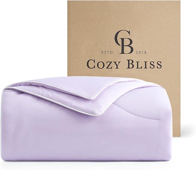 Cozy Bliss Cooling Comforter Queen Size Dual-Sided, Ultra-Soft Cooling Blankets for Hot Sleepers and Night Sweats, Breathable Lightweight Silky Smooth, Lavender Purple