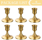 Romadedi Gold Candlestick Candle Holders for Taper, 6 PCS Gold Brass Color Candle Stick Candle Holder for Table Centerpiece, Wedding Reception, Festive Christmas Mantel Decoration or Home Decor