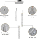 Modern Light Fixture Kitchen Island Pendant Light Dimmable LED Chrome Pendant Lights Mini Crystal Pendant Lighting for Bedroom Dining Room Living Room（3-Light ）