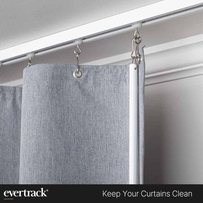 Curtain Wand - Aluminum Curtain and Drapery Pull Rod with Stainless Steel Hardware for Curtains, Draperies, and Room Divider Curtains - 48 Inches, White - Pack of 2