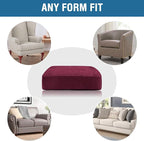 H.VERSAILTEX Velvet Stretch Couch Cushion Cover Plush Cushion Slipcover for Chair Loveseat Sofa Cushion Furniture Protector Seat Cushion Sofa Cover (2 Piece Large Sofa Cushion Covers, Burgundy)