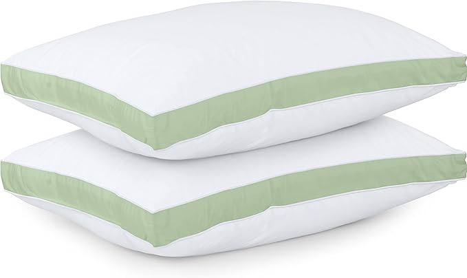 Utopia Bedding Bed Pillows for Sleeping Queen Size (Sage Green), Set of 2, Cooling Hotel Quality, Gusseted Pillow for Back, Stomach or Side Sleepers