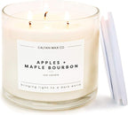 Calyan Wax Co. 3 Wick Candle, Apples + Maple Bourbon Scented Candle, 43 Hour Burn Time, 3 Wick Soy Candles, Non Toxic & Vegan Soy Wax, Glass Jar Scented Candles, 14.9oz