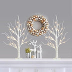 PABIPABI Christmas Decorations 2 Pack Lighted Birch Tree, Artificial Tree with 24 LED Warm White Lights Battery Powered Timer Room Decor, Tabletop Ceterpieces Trees for Home Party Wedding Decor (2FT)