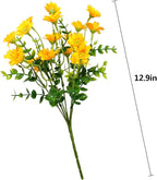 alyptus Fake Mums Outdoor Yellow Flowers 8 Bundles Plants for Outside Fall Artificial Flower UV Resistant for Wedding Home Garden Window Box Decor
