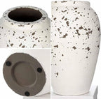 Handcrafted Flower Vase, 10.5" Tall Terracotta Vases, Vintage Rustic Ceramic Vase Décor, Wide Mouth, Matte Finish for Home Office Resto Café Décor