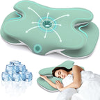 Cervical Pillow for Neck and Shoulder Pain Relief, Ergonomic Neck Pillow for Sleeping, Contour Memory Foam Cervical Pillow, Neck Pillow for Side Back Stomach Sleepers with Silk Fabric (Light Green)