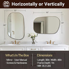 ANDY STAR 30"x48" Gold Wall Mirror，Brushed Brass Irregular Bathroom Mirror with Stainless Steel Metal Frame, Large Asymmetrical Mirror for Bathroom, Entryway (Horizontal/Vertical)