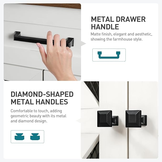 White Farmhouse End Table with Charging Station, 24" Large Sofa Side Table with Drawer, Large End Table for Living Room, Wooden Nightstand with Outlet, Square, White and Walnut