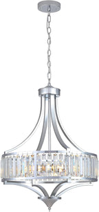 Modern Chrome Crystal Chandelier, 20 Inch Large Ceiling Pendant Light Fixture with 50'' Adjustable Hanging Chain, 5-Light Farmhouse Chandelier for Dining Room, Living Room, Bedroom, Entryway