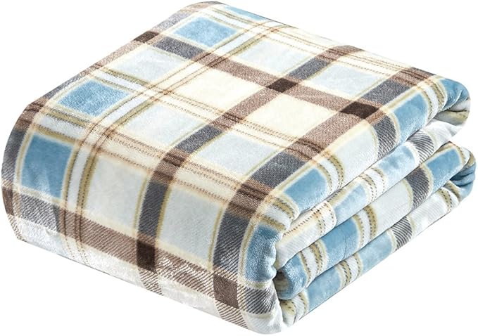 MERRYLIFE Throw Blanket Plaid Sherpa | Ultra-Plush,Soft, Colorful, Oversized | Decorative Couch Travel Blanket | Large Size (60" 90", Island Travel)