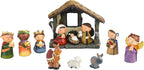 Nativity Christmas Village 3.5 Inch 12 PCS Nativity Scene Collectible Bulidings Christmas Village Scene Vintage Xmas Holiday Decorations Displays for Indoor Room Desktop Decor