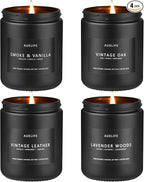 Scented Candles Set | Men Candle Set, Scented Candles for Home, Gifts for Men Aromatherapy Gift Set - 4 Pack Manly Gifts for Dad Fathers Day, Soy Candle of Leather/Smoke & Vanilla/Oak/Lavender