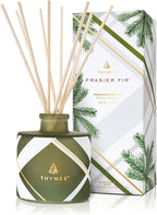 Thymes Frasier Fir Reed Diffuser Set – Includes Reeds, Fragrance Oil, and Frosted Glass Bottle – Fragrance Oil Diffuser – Room Fresheners – Luxury Home Decor – Green & White (Frosted Plaid, 4 fl oz)