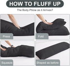 DOWNCOOL Large Body Pillow Insert- Breathable Full Body Pillow for Side Sleeper - Soft Long Bed Pillow for Adults - 20 x 54 inch （Black）