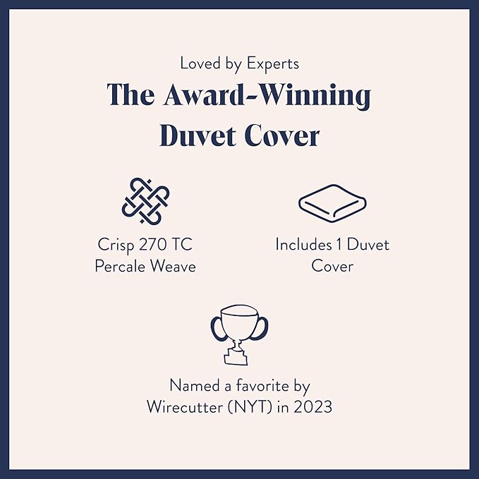 Brooklinen Luxury Percale Duvet Cover – 100% Cotton, Cool, Crisp, Extra-Long Corner Ties, Button Closure, Soft & Breathable – Machine Washable, Duvet Cover Full/Queen Bed Sizes (Cream)