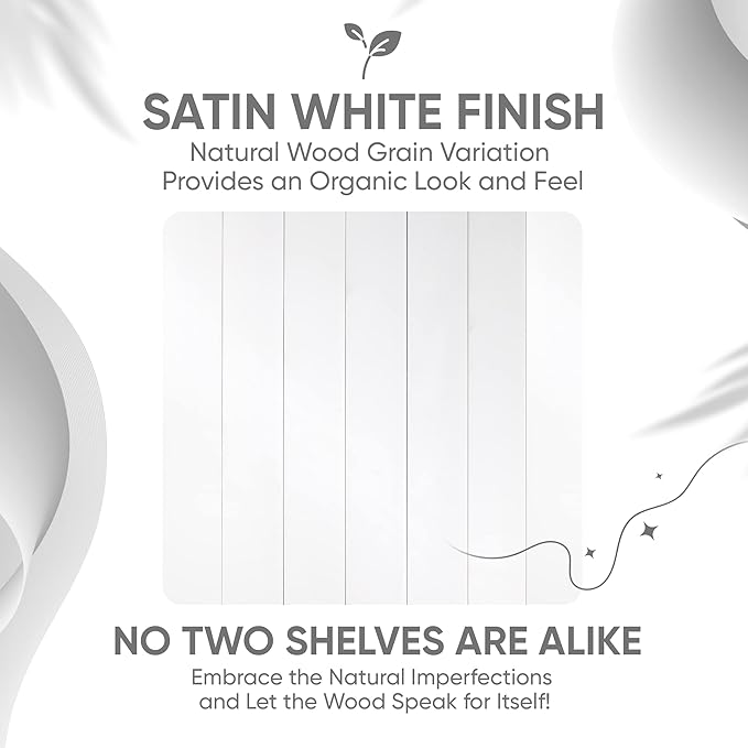 Homeforia White Floating Shelf 18 inch, High End Solid Real Wood 18inch Bathroom Floating Shelves for Wall Mounted, White Wooden 18in Floating Shelves, Heavy Duty Bracket, 18 X 6.5 X 1.75 in, Set of 3