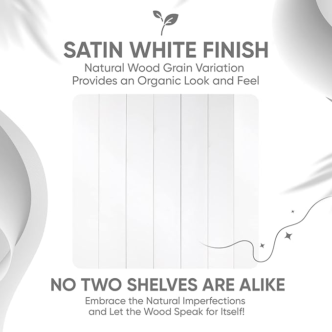 Homeforia White Floating Shelf 18 inch, High End Solid Real Wood 18inch Bathroom Floating Shelves for Wall Mounted, White Wooden 18in Floating Shelves, Heavy Duty Bracket, 18 X 6.5 X 1.75 in, Set of 4