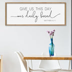 SRSZHIYUE Give Us This Day Our Daily Bread Sign Wall Decor Art 32"×12" Matthew 6:11 Dining Room Kitchen Large Wood Framed Wall Hanging (Wood)