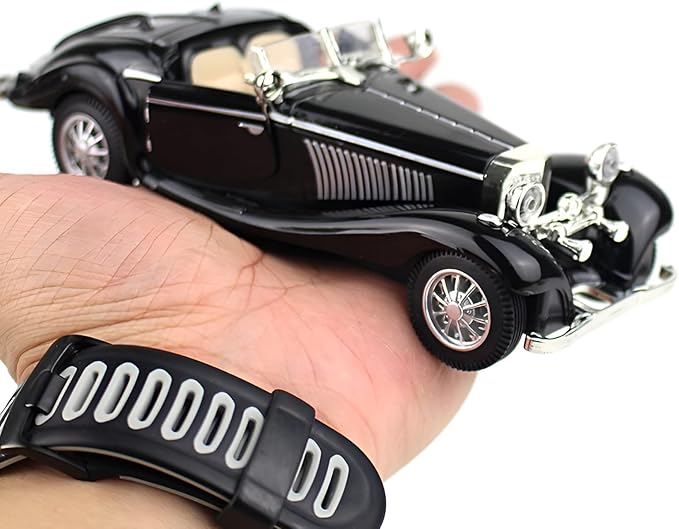 1:28 Scale Pullback Diecast Metal Antique Classic Model Cars Collectible Toy Gifts (Black,Length 6.5in/16.8cm)