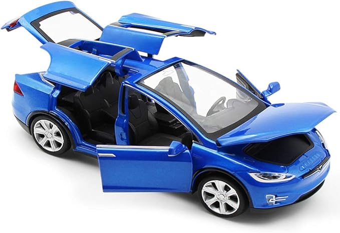 Toy Car Model x, Pull Back Car Toys Alloy Vehicles with Lights and Sound 1:32 Scale Model Car (Blue)