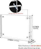 4 Pack Acrylic Photo Frames 3.5x5 Double Side Magnets Picture Frame, Clear Acrylic Frames for 2x3, 3x5 Pictures, 10 + 10MM Thickness