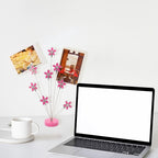 8-Branch Family Tree Picture Frame Holder, Card Photo Clips Holder Desk Stand for Memo Paper Note Photo Christmas Wedding Card Display (Rose Red Flower)