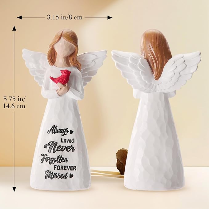 Cardinal Gifts for Women -6 inch Memorial Gift, Cardinal Decor,Sympathy Gifts for Loss of Loved One,Grief Gifts for Women, Resin Home Decor Sculpted Hand-Painted Angel Figurine