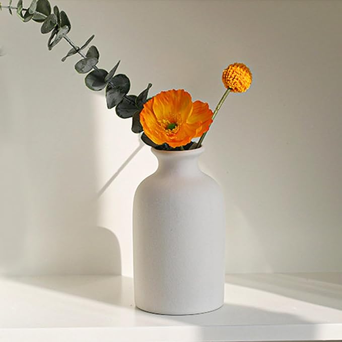 Modern White Small Ceramic Vase Set of 12 for Living Room Bedroom 4.72'' Minimalist Fresh Flower Vases for Home Decor Office Centerpieces Fireplace Nordic Style Gift for Fake Plant 12 Pack