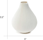 Chive ‘Frost’ Ceramic Flower Vase — Set of 6 Beautiful Small Bud Vases for Flowers & House Plants — Perfect Shelf Centerpieces and Living Room Decor — White