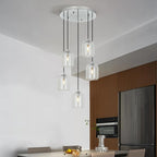 Modern Chrome Pendant Lights Kitchen Island Ceiling Chandelier Indoor Crystal Hanging Light Fixtures for Dining Room Kitchen Living Room Bedroom（5Light）