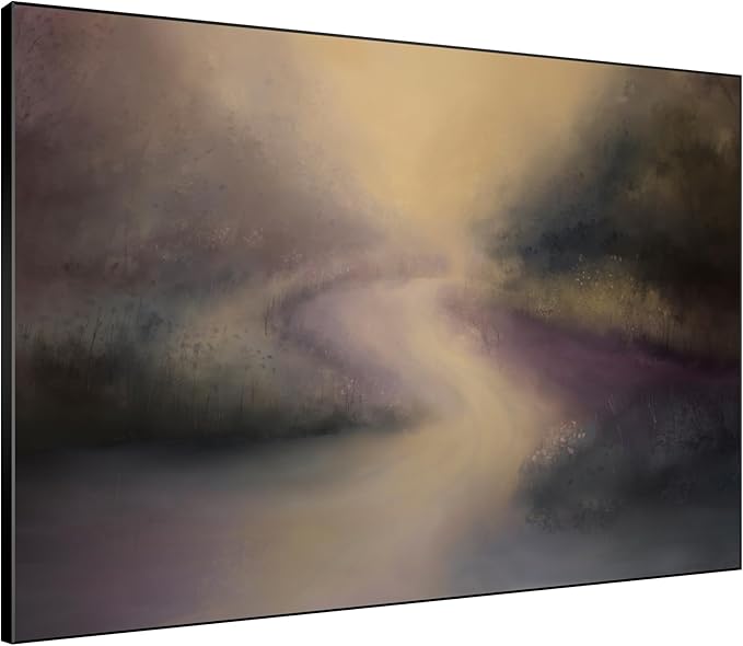 SIGNWIN 60"x72" Extra Large Framed Wall Art Golden Light River Path Dreamy Impressionist Landscape Illustration for Home Living Room Bedroom Decor (Frame Assembly Required)