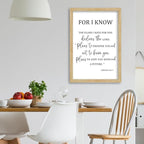 For I Know The Plans I Have for You Wall Decor 24"×16" Jeremiah 29 11 Sign Large Wood Framed Wall Hanging Art (Wood)