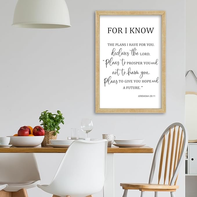 For I Know The Plans I Have for You Wall Decor 24"×16" Jeremiah 29 11 Sign Large Wood Framed Wall Hanging Art (Wood)