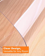 Clear PVC Mat 3x4ft, 2mm Thick Soft Vinyl Mat for Countertop, Table or Hard Floor, Scratch-Resistant, Waterproof, Easy to Clean, High-Resilience（36x48 inch