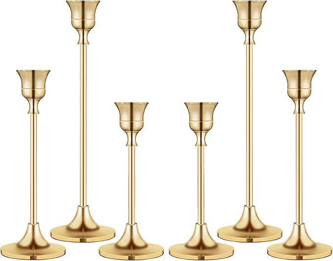 Candlestick Holders,Taper Candle Holder for Candlesticks Gold Brass Vintage Candle Stick Candle Holders Candelabra Candle Holder for Fireplace Party Dining Home