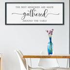 SRSZHIYUE The Best Memories Are Made Gathered Around The Table Sign Wall Decor Art 40"×15" for Kitchen Dining Room Large Wood Framed Wall Hanging (Black)