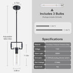 Modern Black Knurled Kitchen Island Pendant Lights 2 Pack,12'' Glass Island Pendant Light,Farmhouses Pendant Light, for Kitchen,Dining Room,Bathroom,Bulbs Included