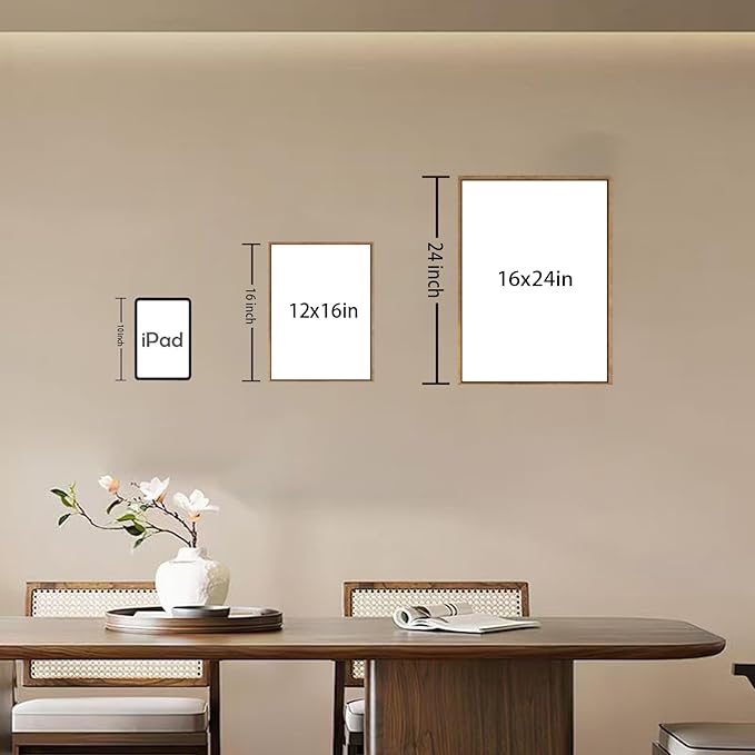 Bwodke Boho Wall Art, Framed Abstract Wall Art, Line Plants Leaf Canvas Wall Decor, Mid Century Sage Green Geometric Pictures Set of 3, Minimalist Paintings, for Bedroom Living Room Bathroom 16"x24"