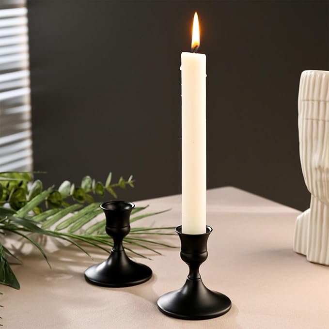 Vintage Black Taper Candle Holders Set of 2, Metal Candlestick Holders Elegant Handcrafted Décor for Weddings, Dining & Meditation,Table Centerpiece, Party, Christmas Decoration or Home Decor
